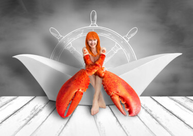 Échappée Surréaliste de la Sirène aux Pinces de Homard Photography titled "Échappée Surréalist…" by Cecile Ducrot, Original Artwork, Manipulated Photography