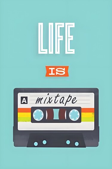 数字艺术 标题为“Life is a Mixtape:…” 由春宇 关, 原创艺术品, AI生成的图像 安装在纸板上