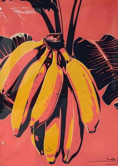 数字艺术 标题为“Banana Bunch in Cor…” 由春宇 关, 原创艺术品, AI生成的图像 安装在纸板上