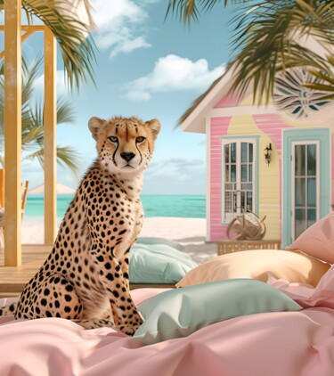 数字艺术 标题为“Exotic Safari Retre…” 由春宇 关, 原创艺术品, AI生成的图像 安装在纸板上