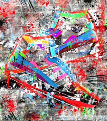 pop art street art basket montante 6 数字艺术 标题为“pop art street art…” 由Yank, 原创艺术品, 数字拼贴 安装在木质担架架上