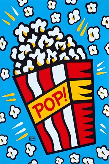 数字艺术 标题为“Popcorn Explosion D…” 由春宇 关, 原创艺术品, AI生成的图像 安装在纸板上