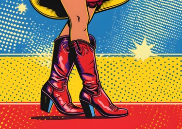 数字艺术 标题为“Cowgirl Boots: West…” 由春宇 关, 原创艺术品, AI生成的图像 安装在纸板上