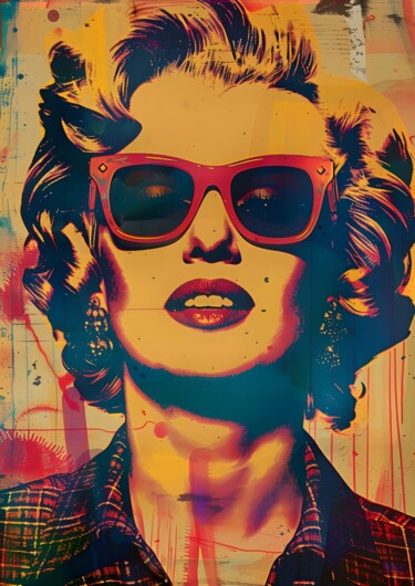 数字艺术 标题为“Vibrant Pop Art Sun…” 由春宇 关, 原创艺术品, AI生成的图像 安装在纸板上
