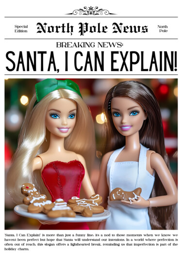 数字艺术 标题为“Santa, I Can Explai…” 由春宇 关, 原创艺术品, AI生成的图像 安装在纸板上