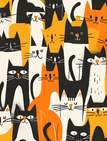 数字艺术 标题为“Whiskered Whimsy: A…” 由春宇 关, 原创艺术品, AI生成的图像 安装在纸板上