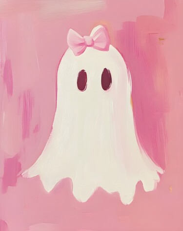 数字艺术 标题为“Gentle Ghost with a…” 由春宇 关, 原创艺术品, AI生成的图像 安装在纸板上