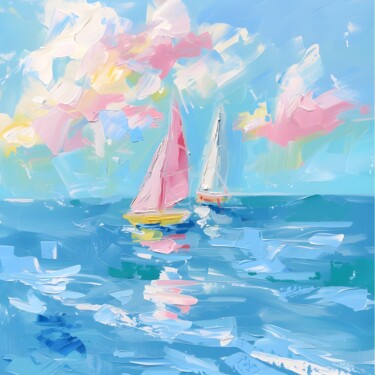 数字艺术 标题为“Serenity at Sea: Pa…” 由春宇 关, 原创艺术品, AI生成的图像 安装在纸板上