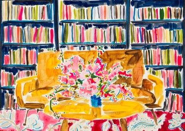 数字艺术 标题为“Colorful Bookshelf…” 由春宇 关, 原创艺术品, AI生成的图像 安装在纸板上
