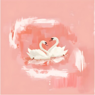 数字艺术 标题为“Elegant Swans in Se…” 由春宇 关, 原创艺术品, AI生成的图像 安装在纸板上