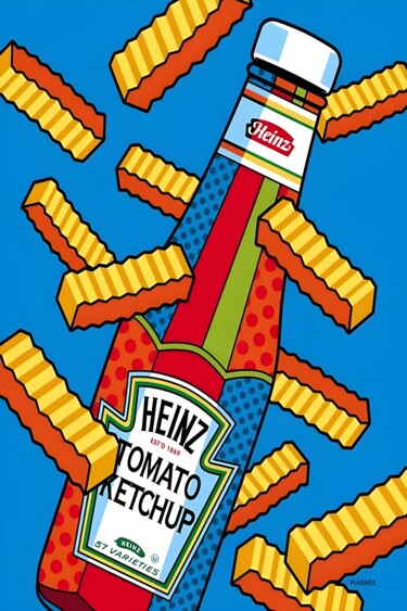 数字艺术 标题为“Heinz Ketchup and F…” 由春宇 关, 原创艺术品, AI生成的图像 安装在纸板上