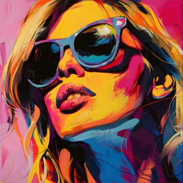 数字艺术 标题为“Vibrant Sunglasses…” 由春宇 关, 原创艺术品, AI生成的图像 安装在纸板上