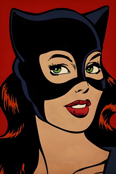 数字艺术 标题为“Elegant Catwoman in…” 由春宇 关, 原创艺术品, AI生成的图像 安装在纸板上