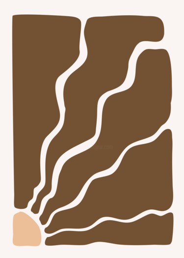 数字艺术 标题为“Abstract Brown Wave…” 由春宇 关, 原创艺术品, AI生成的图像 安装在纸板上
