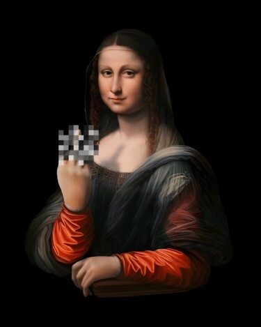 数字艺术 标题为“Mona Lisa's Modern…” 由春宇 关, 原创艺术品, AI生成的图像 安装在纸板上