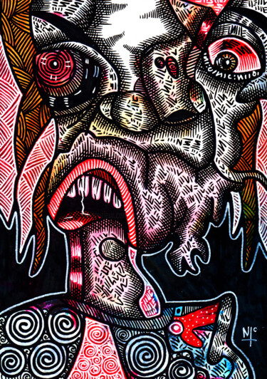 Disegno intitolato "DRUNK IN GLASGOW" da Nicholas Price, Opera d'arte originale, Inchiostro