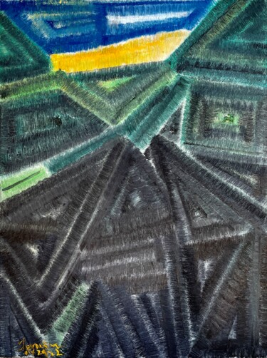 Schilderij getiteld "ONE METER SUNLIGHT" door Sherwin Wang, Origineel Kunstwerk, Olie Gemonteerd op Frame voor houten branca…
