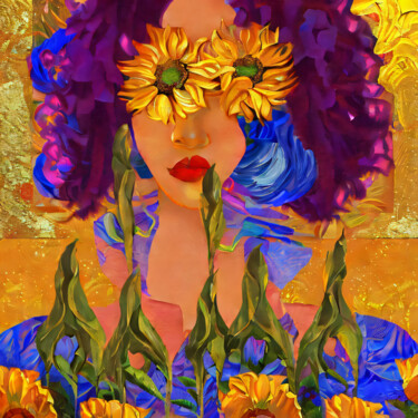제목이 "Vivid floral lady."인 디지털 아트 Meahau로, 원작, AI 생성 이미지