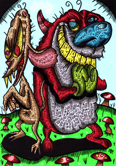 Disegno intitolato "REN AND STIMPY FAN…" da Nicholas Price, Opera d'arte originale, Inchiostro