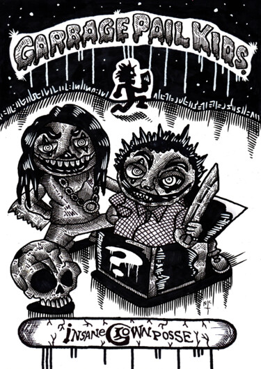 GARBAGE PAIL KIDS INSANE CLOWN POSSE FAN ART Disegno intitolato "GARBAGE PAIL KIDS I…" da Nicholas Price, Opera d'arte originale, Inchiostro