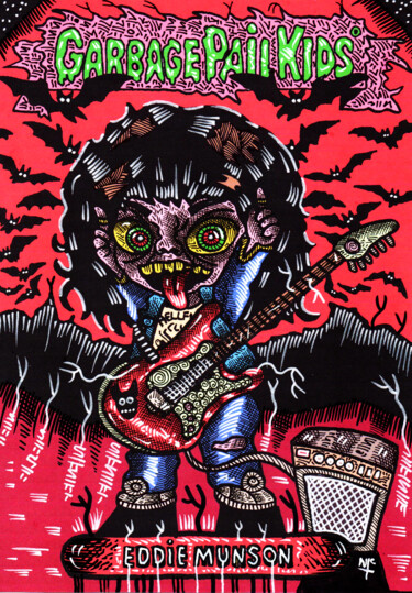 GARBAGE PAIL KIDS EDDIE MUNSON STRANGER THINGS FAN ART Disegno intitolato "GARBAGE PAIL KIDS E…" da Nicholas Price, Opera d'arte originale, Inchiostro