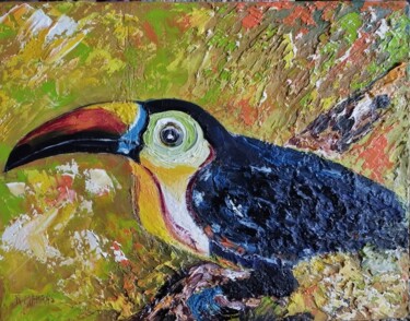 "TOUCAN (II)" başlıklı Tablo Raphael Marras tarafından, Orijinal sanat, Petrol Ahşap Sedye çerçevesi üzerine monte edilmiş