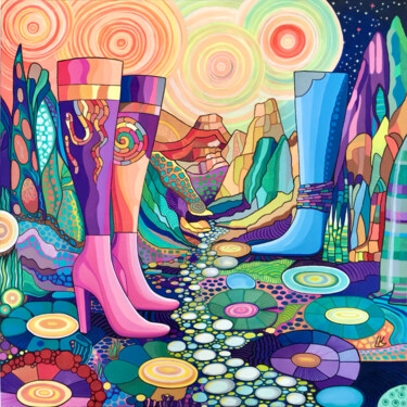 Stream of Glamour Pintura intitulada "Stream of Glamour" por Lia Kohen, Obras de arte originais, Acrílico Montado em Armação em madeira