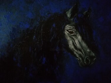 "CHEVAL BLEU" başlıklı Tablo Raphael Marras tarafından, Orijinal sanat, Petrol