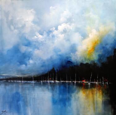 Pittura intitolato "Entre mer et ciel" da Eric Bruni, Opera d'arte originale, Olio Montato su Telaio per barella in legno