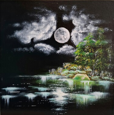 Painting titled "Лунная ночь" by Oksana Smol Nikova, Original Artwork, Acrylic
