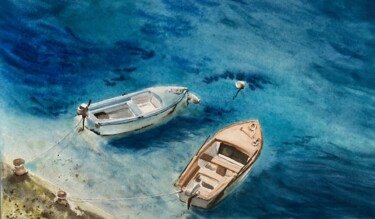 Two boats, watercolor painting