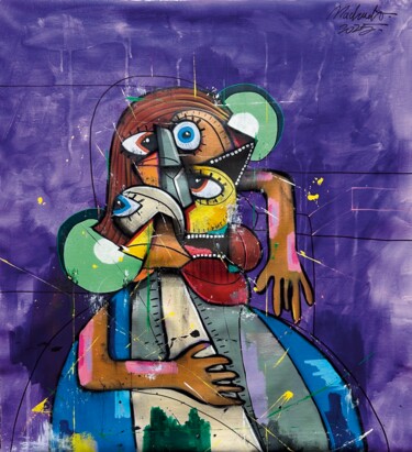 Pittura intitolato "Dame a la robe bleue" da Matias Machado, Opera d'arte originale, Olio