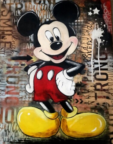 Pittura intitolato ""Happy Mouse"" da Heike Schröder, Opera d'arte originale, Acrilico Montato su Telaio per barella in legno