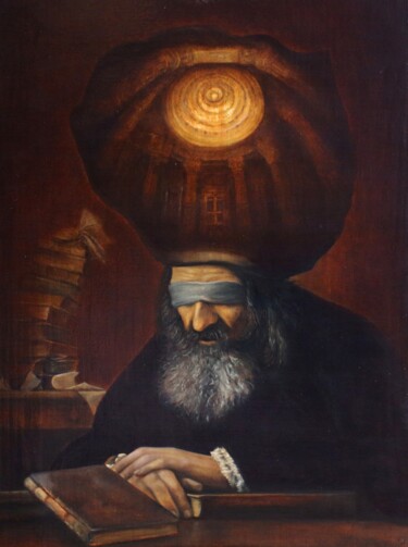 Schilderij getiteld "Эхо учёного незнания" door Valerii Semenikhin, Origineel Kunstwerk, Olie
