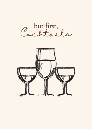 Digitale Kunst getiteld "Cocktails: A Toast…" door Chun Yu Guan, Origineel Kunstwerk, AI gegenereerde afbeelding Gemonteerd…