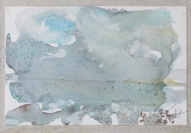 Painting titled "Effet de ciel 2, ve…" by Anne Cardot, Original Artwork, Watercolor Mounted on Cardboard