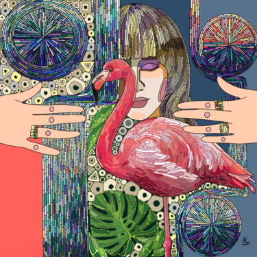 Peinture intitulée "Flamingo" par Lia Kohen, Œuvre d'art originale, Peinture numérique