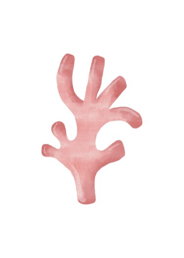 数字艺术 标题为“Watercolor Coral Pi…” 由春宇 关, 原创艺术品, AI生成的图像 安装在木板上