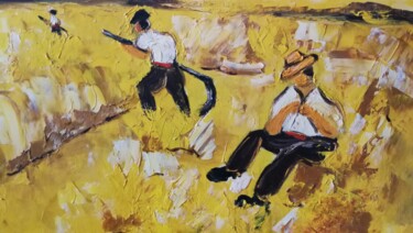 "R2COLTE DE BLE" başlıklı Tablo Raphael Marras tarafından, Orijinal sanat, Petrol Ahşap Sedye çerçevesi üzerine monte edilmiş