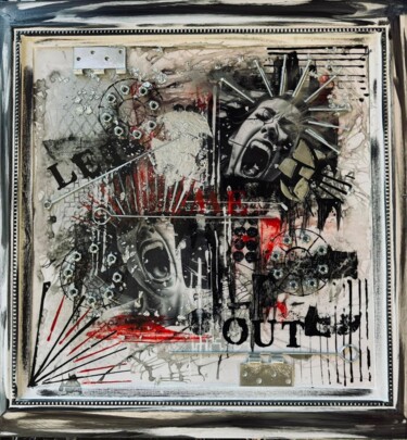 Collages intitolato "Rage" da Marco Arsenault Valcourt, Opera d'arte originale, Acrilico Montato su Telaio per barella in le…