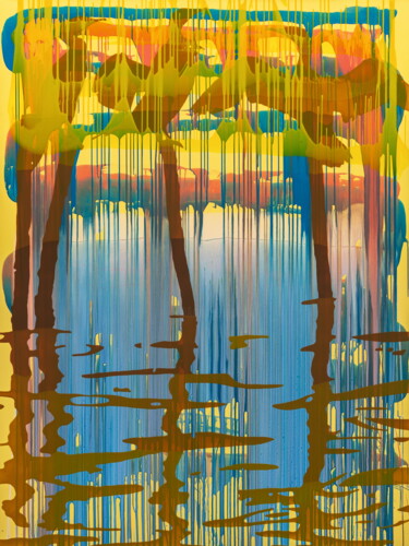 Painting titled "Glaubt den Kormoran…" by Markus Honerla, Original Artwork, Lacquer Mounted on Wood Stretcher frame