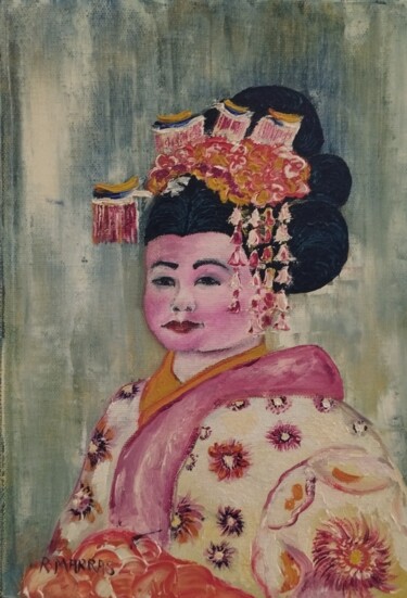 "GEISHA ..(II)" başlıklı Tablo Raphael Marras tarafından, Orijinal sanat, Petrol Ahşap Sedye çerçevesi üzerine monte edilmiş