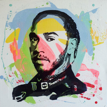 Pittura intitolato "PyB Lewis Hamilton…" da Pyb, Opera d'arte originale, Acrilico Montato su Telaio per barella in legno