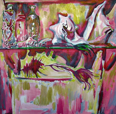 Pittura intitolato "Still Life with a S…" da Leonid Pavlenko, Opera d'arte originale, Olio Montato su Telaio per barella in…