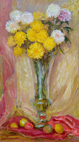 Schilderij getiteld "Autumn Mood" door Leonid Pavlenko, Origineel Kunstwerk, Olie Gemonteerd op Frame voor houten brancard