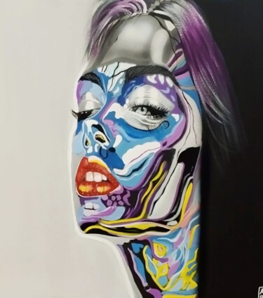 Schilderij getiteld "Multicolore" door Aéro, Origineel Kunstwerk, Acryl Gemonteerd op Frame voor houten brancard
