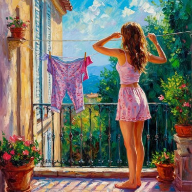Digital Arts titled "Clothes on the line" by Viktoria Volina (ArtVolna), Original Artwork, AI generated image