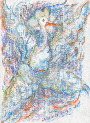 11. A wonderful sky bird from the series of Fashionable Bird Σχέδιο με τίτλο "11. A wonderful sky…" από Tanya Dolya, Αυθεντικά έργα τέχνης, Παστέλ