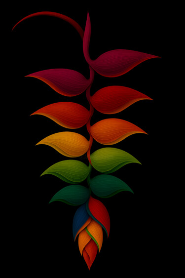 Digitale Kunst getiteld "Heliconia flower" door Maria Cristina Verona, Origineel Kunstwerk, AI gegenereerde afbeelding