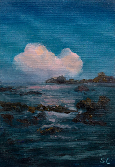 Картина под названием "Cloud Over the Sea" - Svetlana Lebedeva, Подлинное произведение искусства, Масло